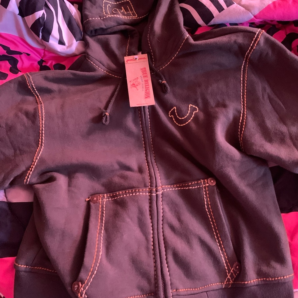 nwt olive green true religion zip up 🪖💥